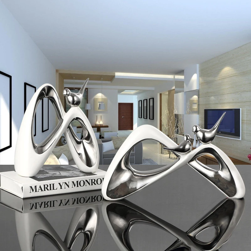 Abstract Modern Sculpture White For Home Decoration Bird Statue Model