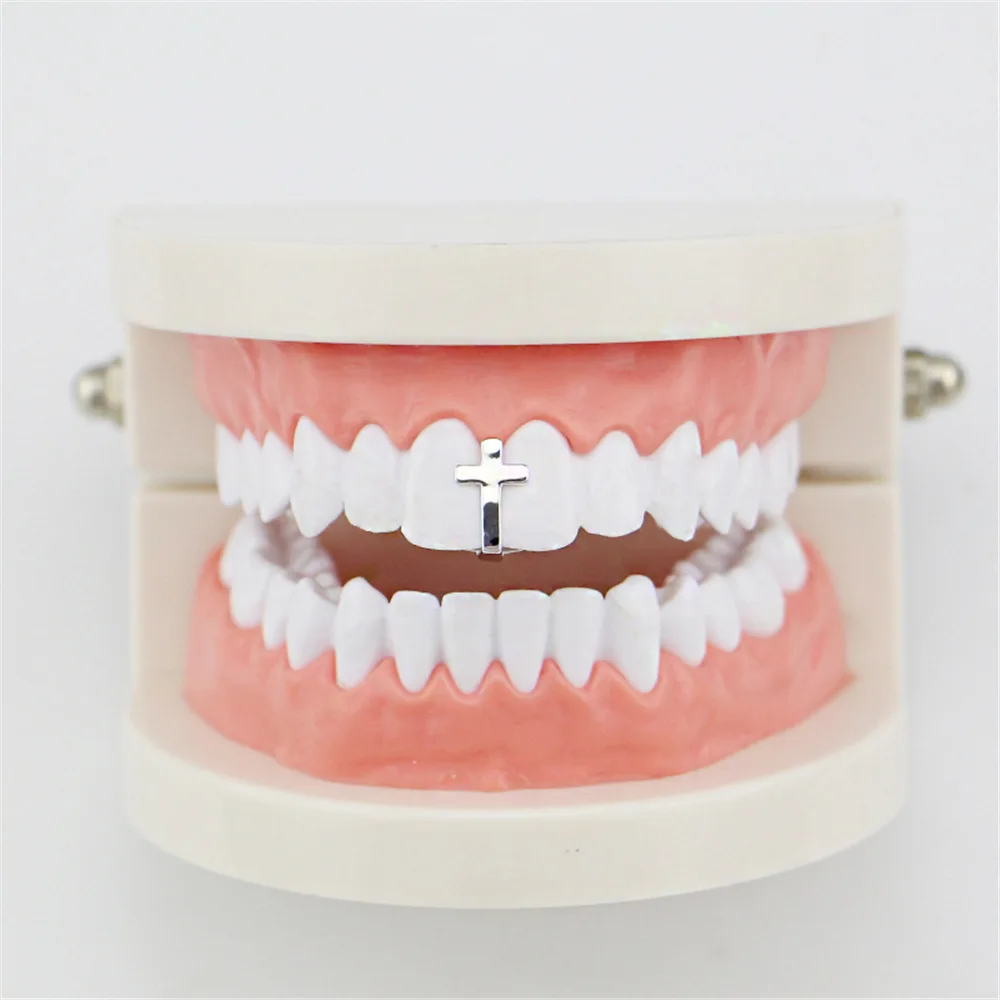 Lucky Sonny HIPHOP Cross Bijoux Customized Gold Plated Single Tooth GRILLZ Cap Hip Hop Body Jewelry Men Women False Teeth Wholesale (1)