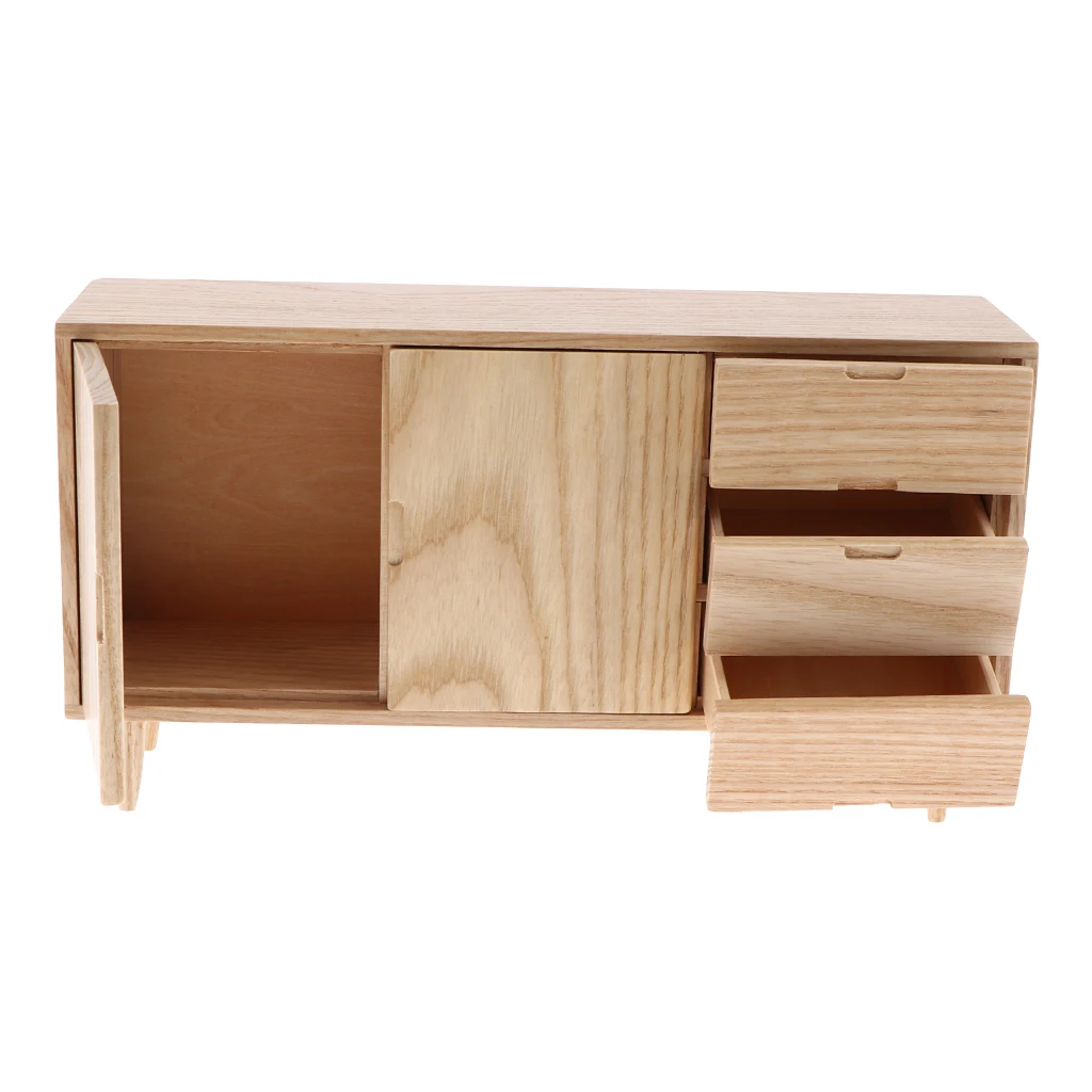 

1/6 Dollhouse Living Room Furniture Modern Styled Wooden TV Stand Cabinet Bench