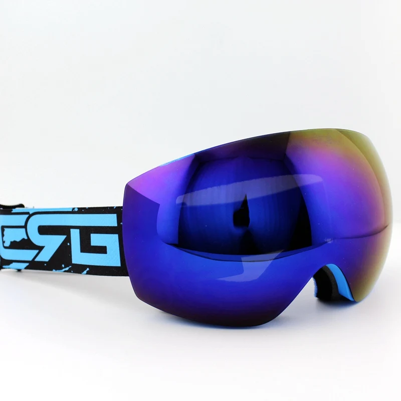 Бренд профессиональные лыжные очки с двойными линзами слоистые линзы анти-туман UV400 большой лыжные очки Лыжный спорт Сноуборд Для мужчин Для женщин снежные очки - Цвет: Синий