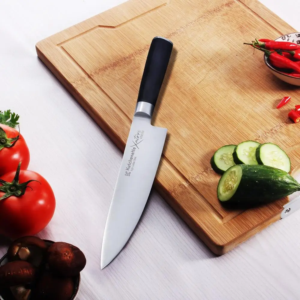 Нож шеф-повара-японский AUS-8 HC кухонный нож из нержавеющей стали-черный нескользящий эргономичный нож повара с ручкой Pakkawood-8''