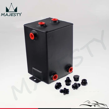 

3 Litre Fuel blast sanding Surge Tank 3L Universal Aluminium Swirl Pot system Oil Tank + Fitting/Adapter kit Black