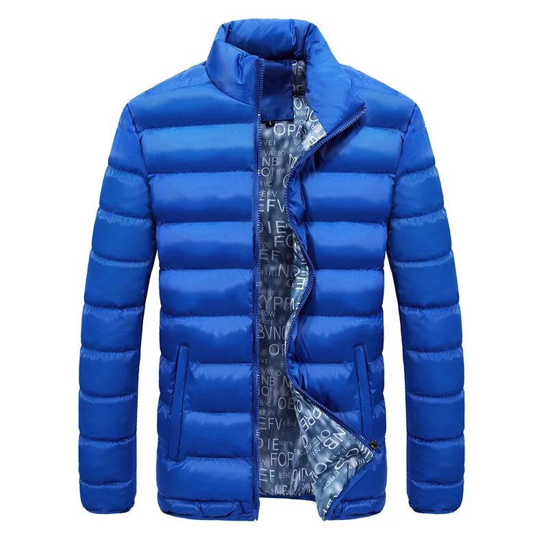 Мужская Повседневная парка, зимняя мужская и женская хлопковая приталенная куртка с капюшоном для пары, Толстая Теплая мужская парка, куртки с капюшоном, верхняя одежда, пальто - Цвет: Sky Blue FK054