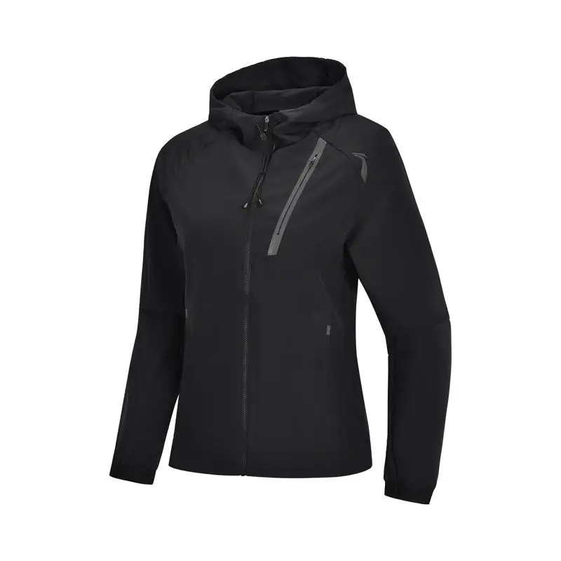 Li-Ning женские куртки для бега, обычная посадка 92% полиэстер 8% спандекс Водонепроницаемая подкладка с капюшоном спортивные ветрозащитные пальто AFDP048 CJFM19 - Цвет: AFDP048-1H