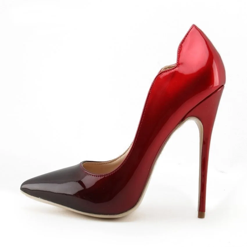 

Red Black Gradient Color High Heel Women Pumps Pointed Toe Slip-on Shoes Chic Spring Autumn Dress Shoes Real Photo Big Size 10