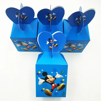 

Mickey Mouse Paper Candy Box Happy Birthday Party Decoration Favors Theme Party Supplies Kids Blue Festival Mickey Baby Boy Set