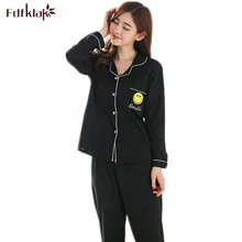 Осенне-зимняя женская хлопковая ночная рубашка с длинными рукавами, пижамный комплект для сна и отдыха, женская одежда для сна, большие размеры, черная Пижама, Q186