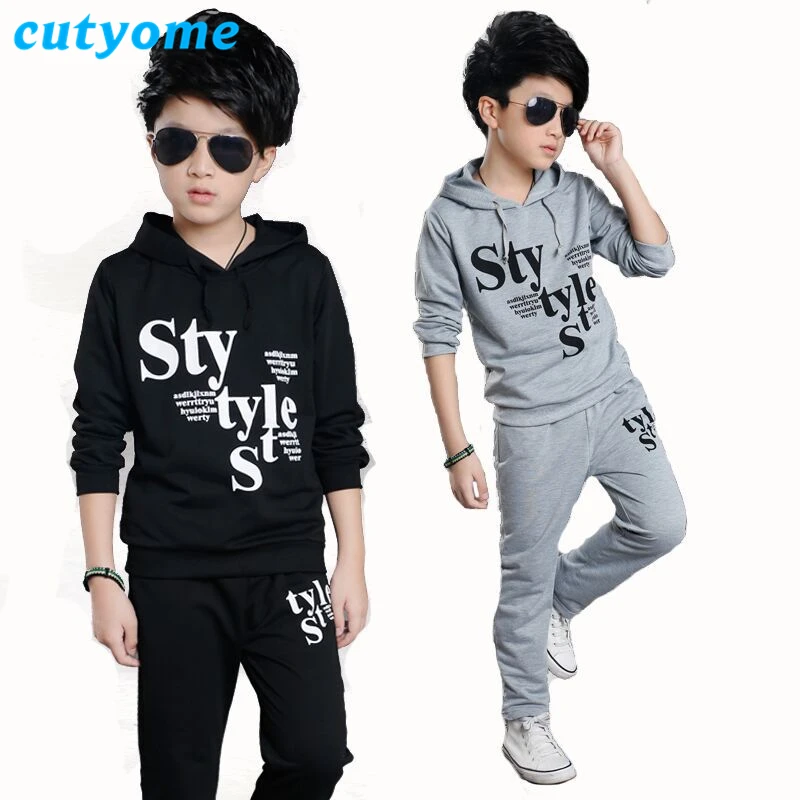 

2018 Autumn Boys Sports Suit Cutyome Toddler Kids Letters Long Sleeve Hooded Top+Pants Teenage 2 Peices Children Clothing Set 10