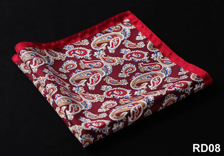 RD, Цветочный платок с узором пейсли, натуральный шелк, атлас, мужской носовой платок, Модный классический платок для свадебной вечеринки