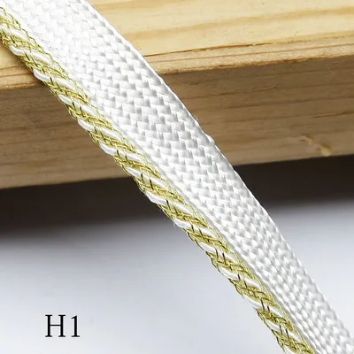 10 yards/lot White multi-style with gold wire braided ribbon rope gold edging flange trim accessories DN487 - Цвет: H1