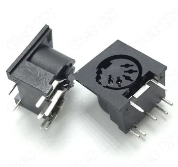 

50pcs DS-5-03 Black 5Pins PS2-5P DIN S Terminal Connectors PS2 5p Socket 90 Degree