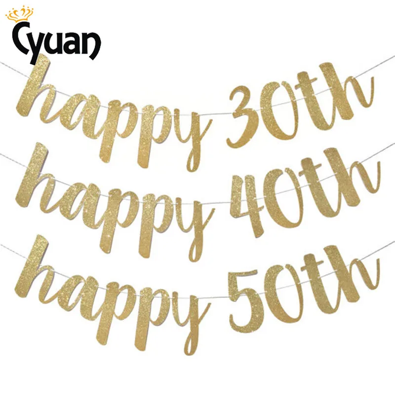 

Gold Letter Garland Banner Cheers to 30 years Happy Birthday 30th Party Hello 30 40 50 60 Anniversary Thanksgiving Decoration