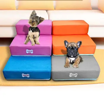 

1Pcs 7 Colors Pet Stairs Breathable Mesh Stairs Pet Dog Folding Double Layer Stairs Removable And Washable Grid Steps Puppy Bed