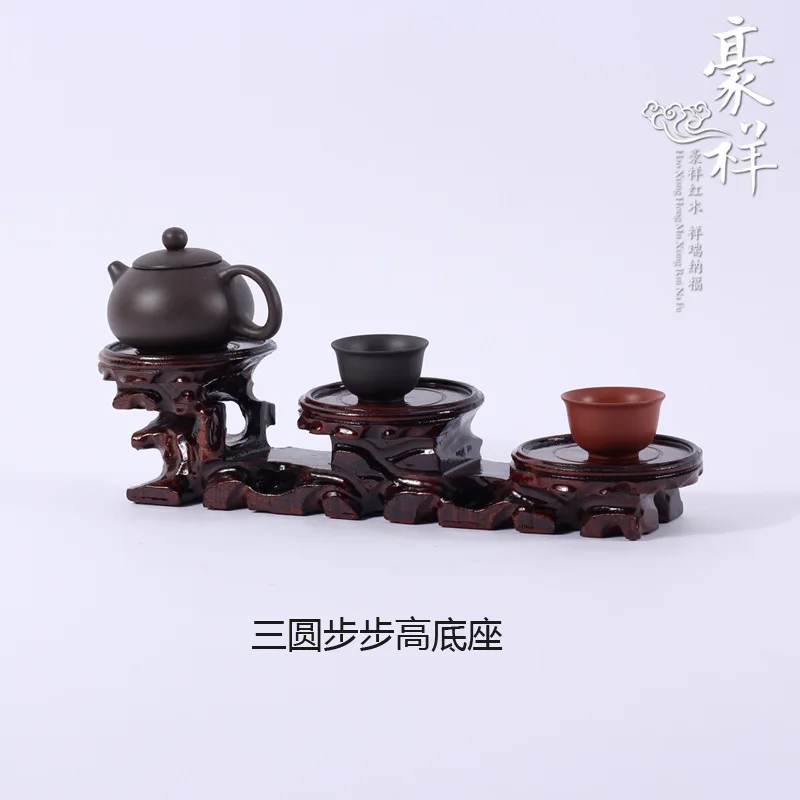 

The three round of circular base mahogany hardwood base stone jade jade ornaments handicraft base table