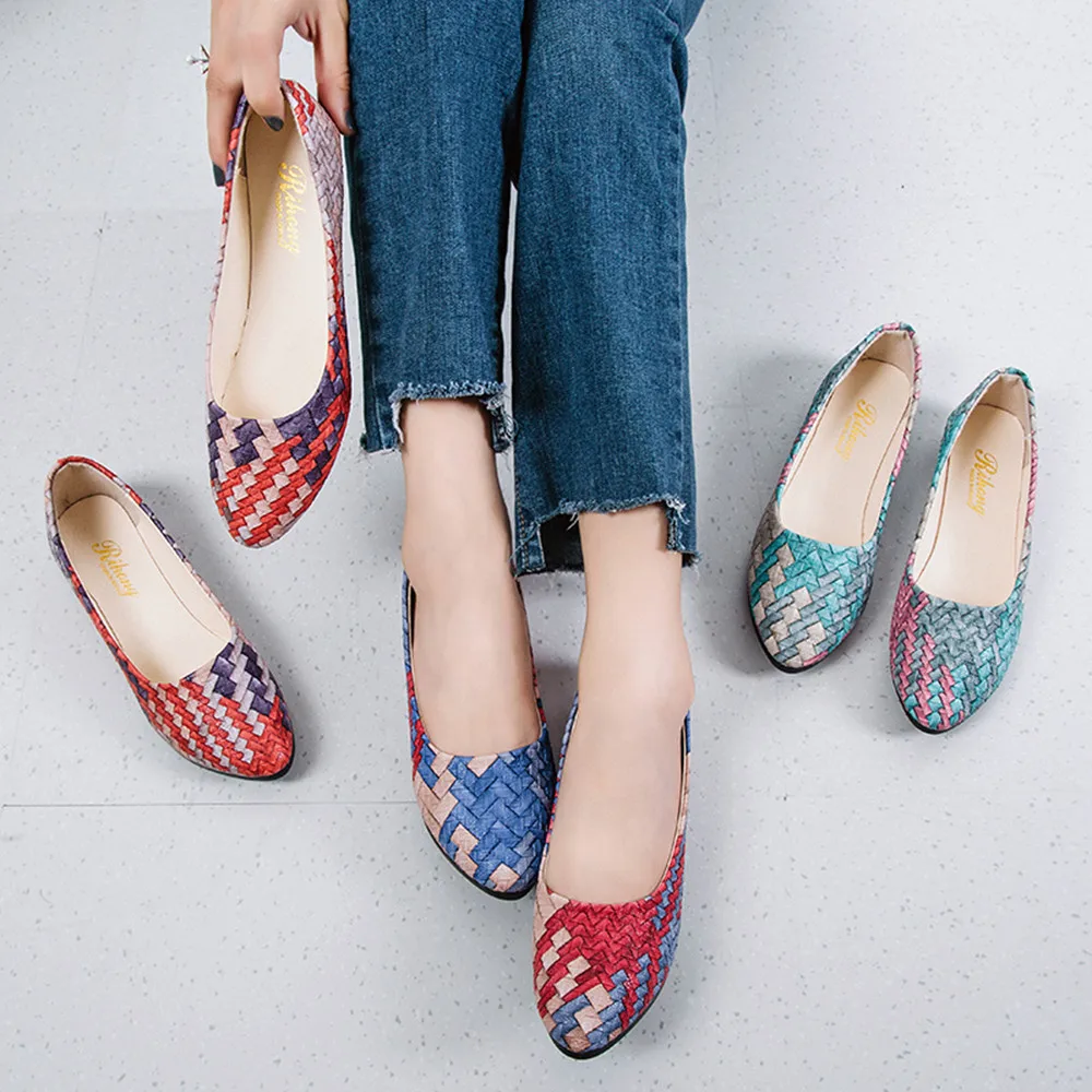 

Women flats Mixed Colors Casual Shoes Female Pretty ladies fashion Shallow Pointed Toe Single shoes Enkele schoenen Enkele schoe