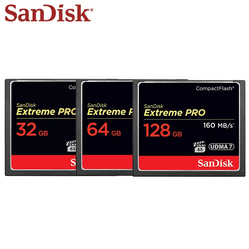 Лучший 100% Оригинал SanDisk Extreme PRO CF карта 64 ГБ 32 ГБ 128 Гб Высокая скорость 160 МБ с. с. карта памяти флэш карта для камеры