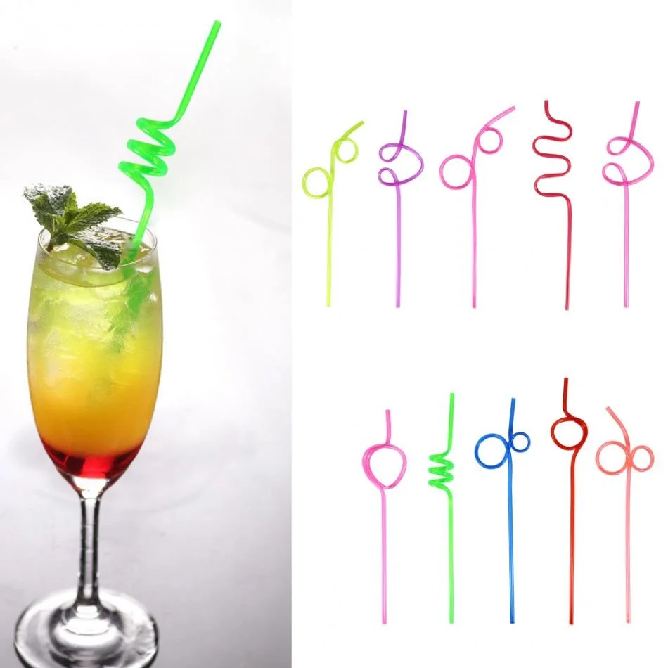 

10 Pcs Flexible Plastic Bendy Mixed Colours Party Disposable Drinking Straws Kids Birthday Wedding Decoration Event Supplies