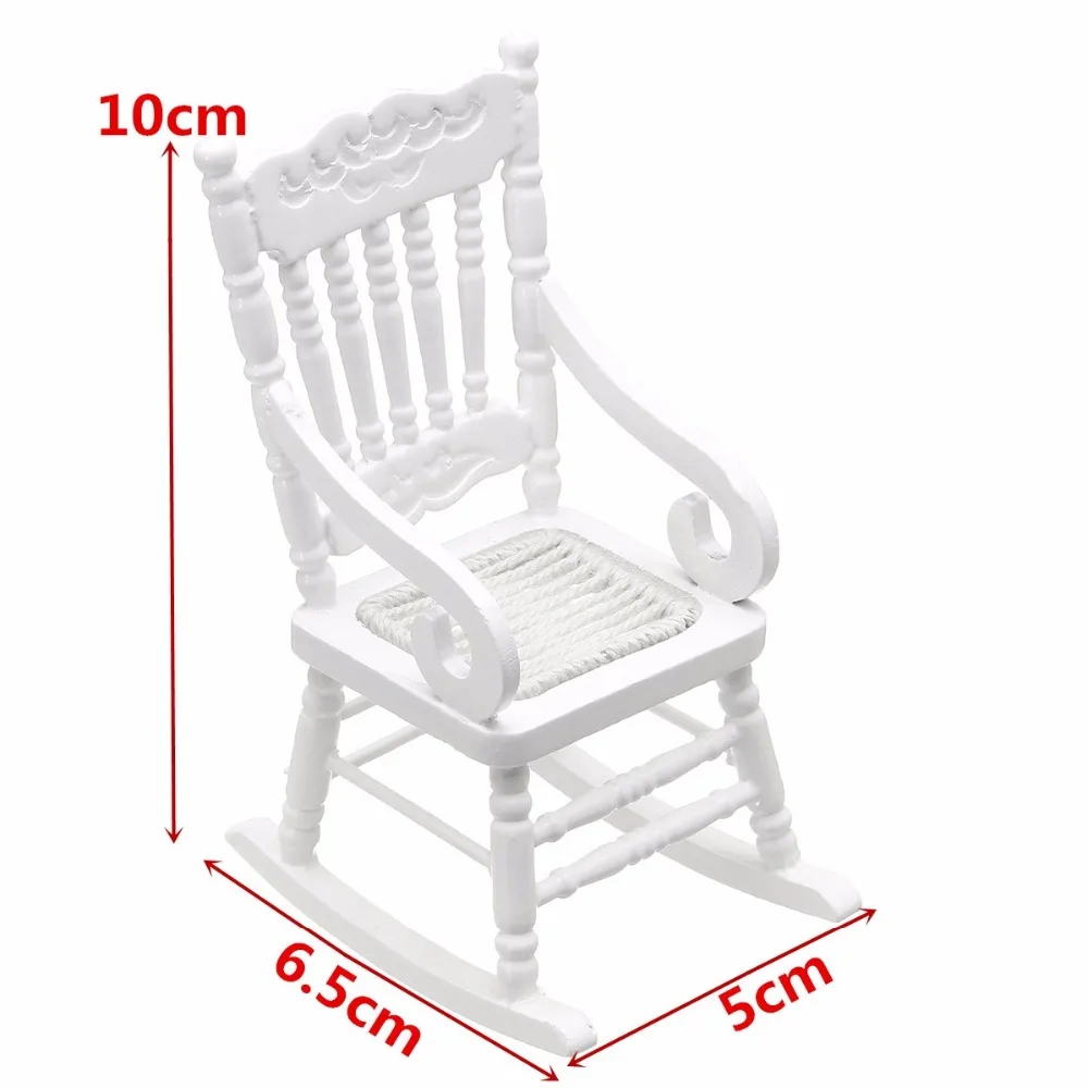 Миниатюрный Кукольный домик, мебель для 1:12, белое деревянное кресло-качалка, пеньковая веревка, сиденье для кукол, аксессуары для дома, Декор, игрушки