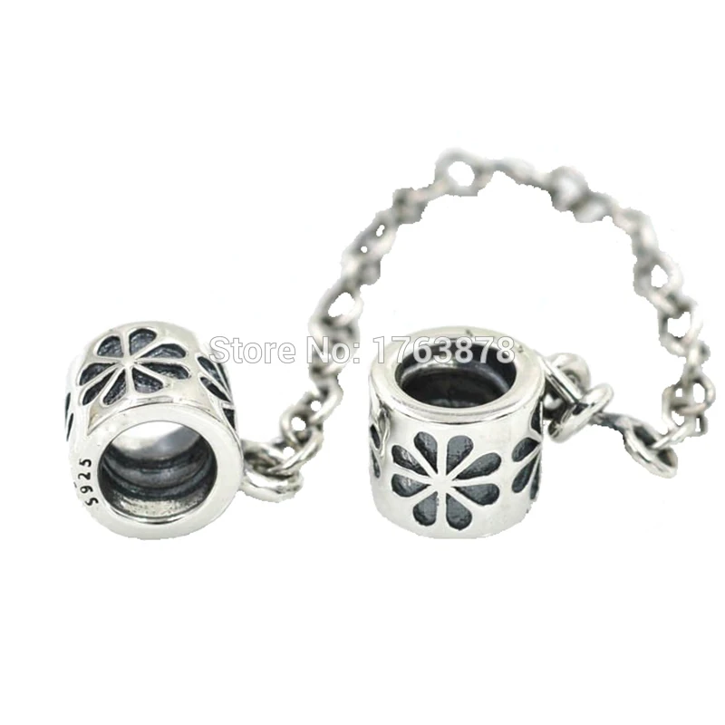 Daisy Safety Chain Fits European Charms Bracelet Authentic 925 Sterling