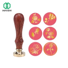 Retro Wood Classic Sealing Wax Seal Stamp Post Decorative Retro Rose Flower Stamp with Wooden Handle Wedding Invitation Stamps 1x wax seal stamp retro wood classic sealing wax seal stamp decorative rose tree of life wedding invitation antique stamp