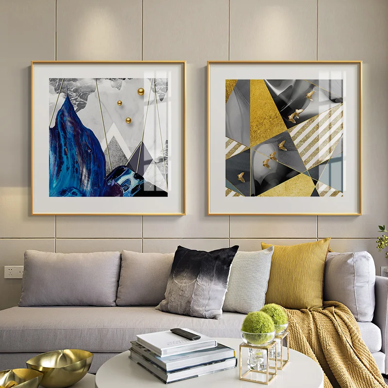 

Abstract Golden Blue Scrapbooking Canvas Painting Poster Print Unique Decor Wall Art Pictures For Living Room Bedroom Aisle