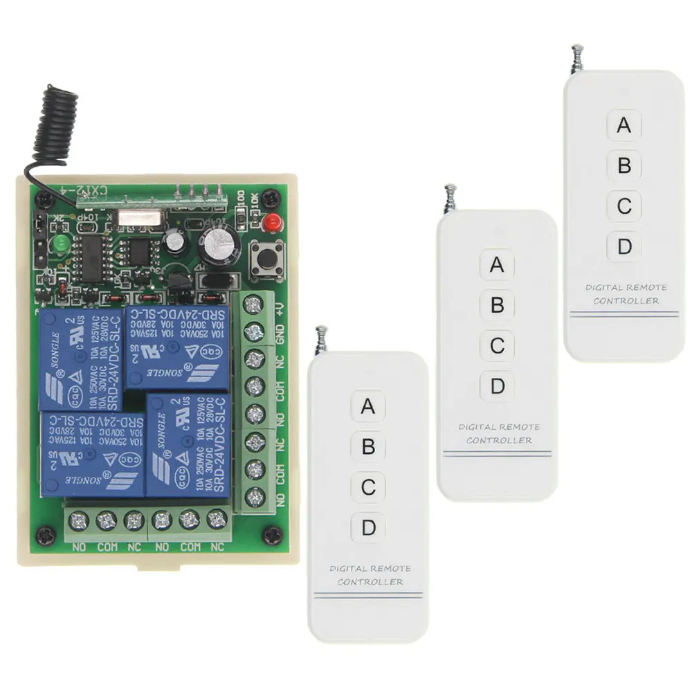 2018 New 500m DC 12V 24V RF 4 CH High Power Wireless Remote Control Switch System Receiver Transmitter,315 / 433 MHz 2018 New 500m DC 12V 24V RF 4 CH High Power Wireless Remote Control Switch System Receiver Transmitter,315 / 433 MHz
