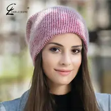 CHRLEISURE зимние милые вязаные головные уборы Теплая уличная шапка зимняя шапка из кроличьего меха простой теплый вязаный капюшон