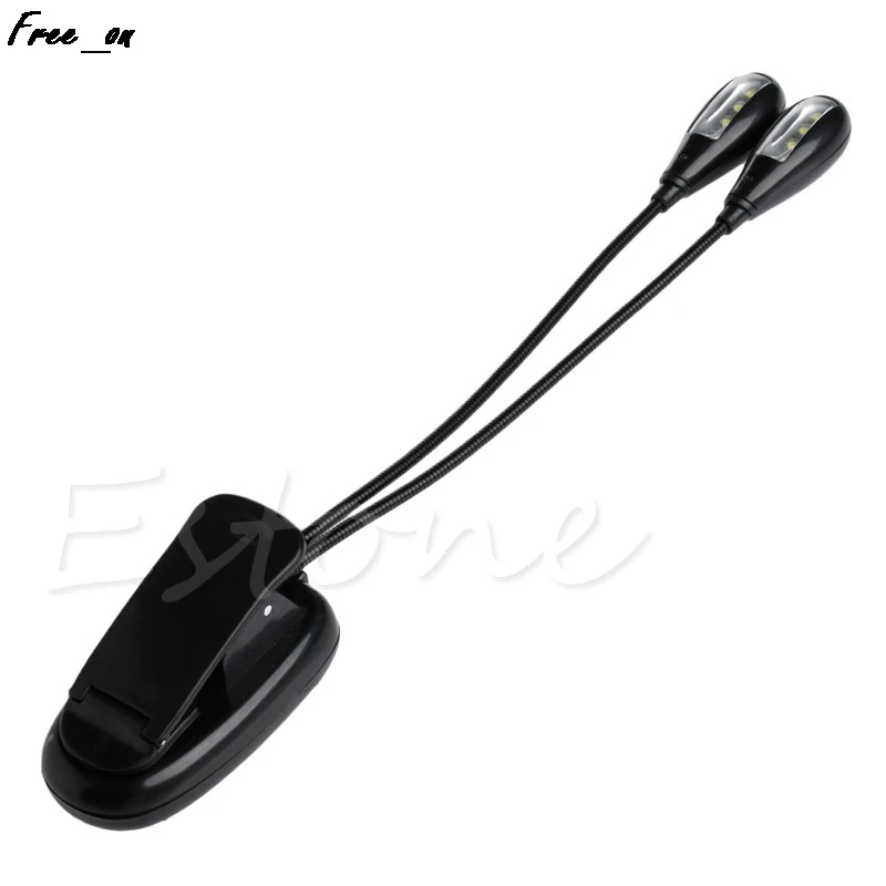 

Flexible 2Dual Arms Clip On 8LED Light for Book Reading Camping Hiking Lamp Bulb