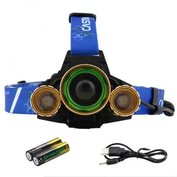 

CASTNOO Rechargeable T6 3X LED 60000 LM 4 modes Head Light USB Zoomable Lamp Fishing Light