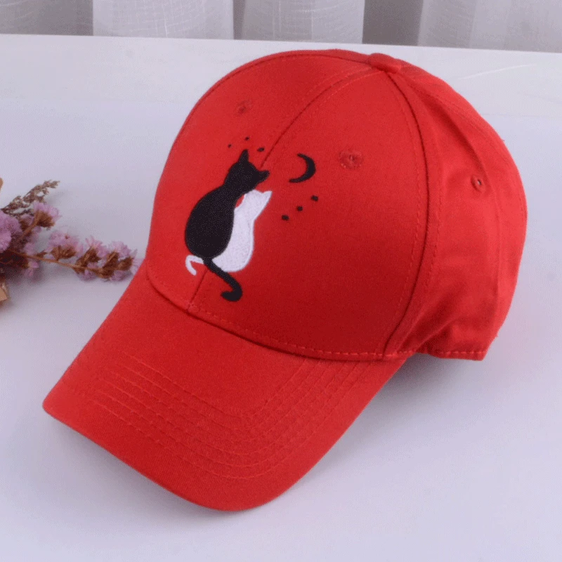  baseball cap men women mens baseball cap men black cap dad hat embroidery two cat  gorras de animales animal cap (13)