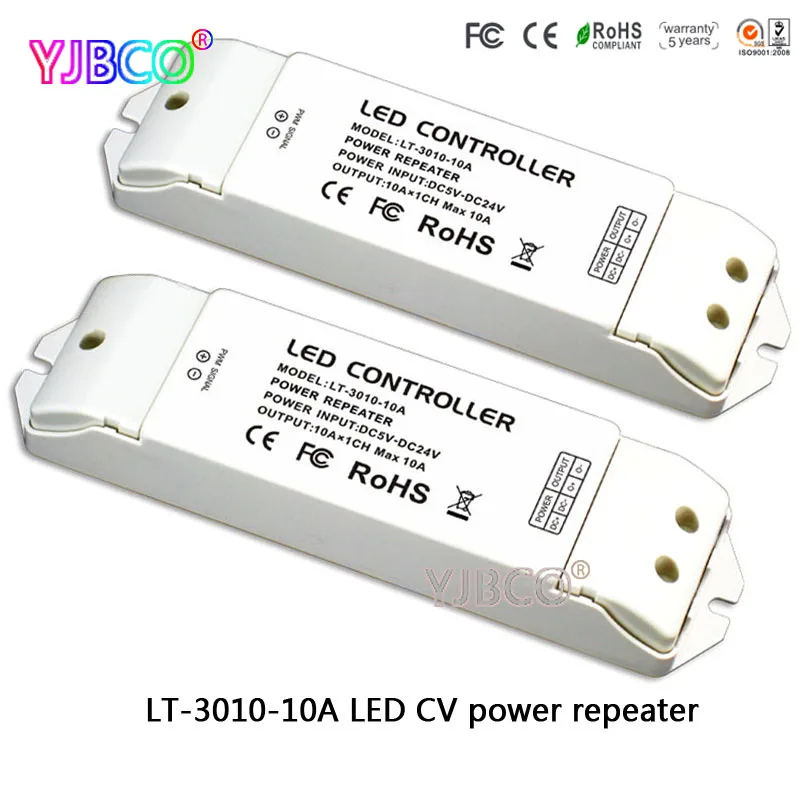 

LT-3010-10A CV LED CV power repeater(amplifier) accept PWM control 10A*1CH output DC5-24V for single color strip