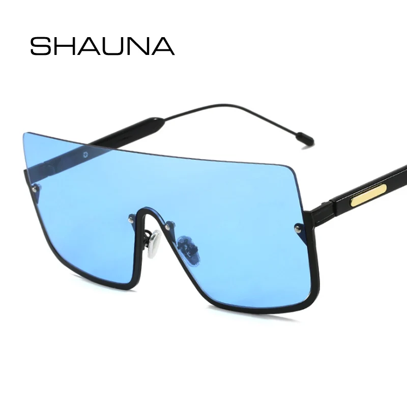 

SHAUNA 2019 New Oversize Eyewear Square Windproof Shades Half Frame Sunglasses Women Fashion Ocean Sun Glasses Men
