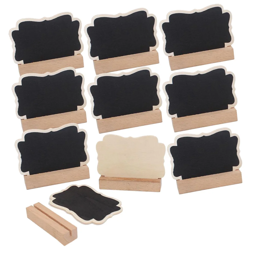 10Pcs Mini Wooden Message Board Chalkboard Memo Letter Sign Display Board for Store Home Kitchen Garden