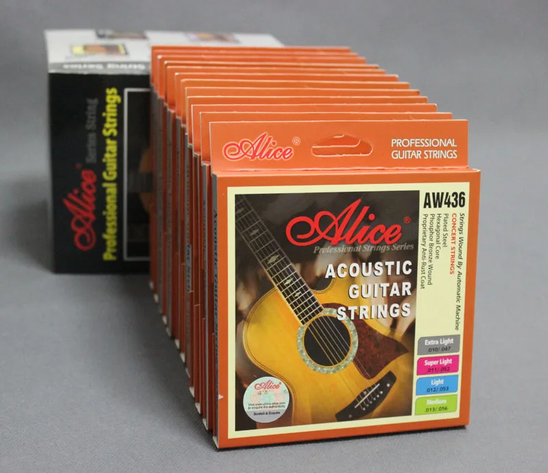 3 Packs Alice A406 Stainless Steel Coated Copper Alloy Wound Acoustic Guitar Strings Light .012 .016 .024 .032 .042 .053 3 Packs Alice A406 Stainless Steel Coated Copper Alloy Wound Acoustic Guitar Strings Light .012 .016 .024 .032 .042 .053