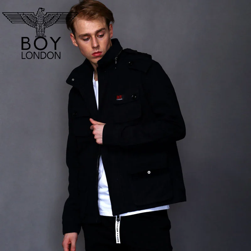 BOY LONDON Brief Black Hooded Jackets Men Casual Zipper Up