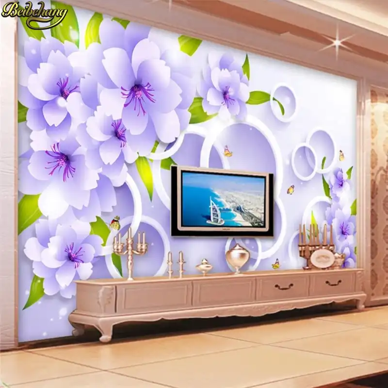 Papel De Pared De Flores De Ensueno Azul Personalizado De