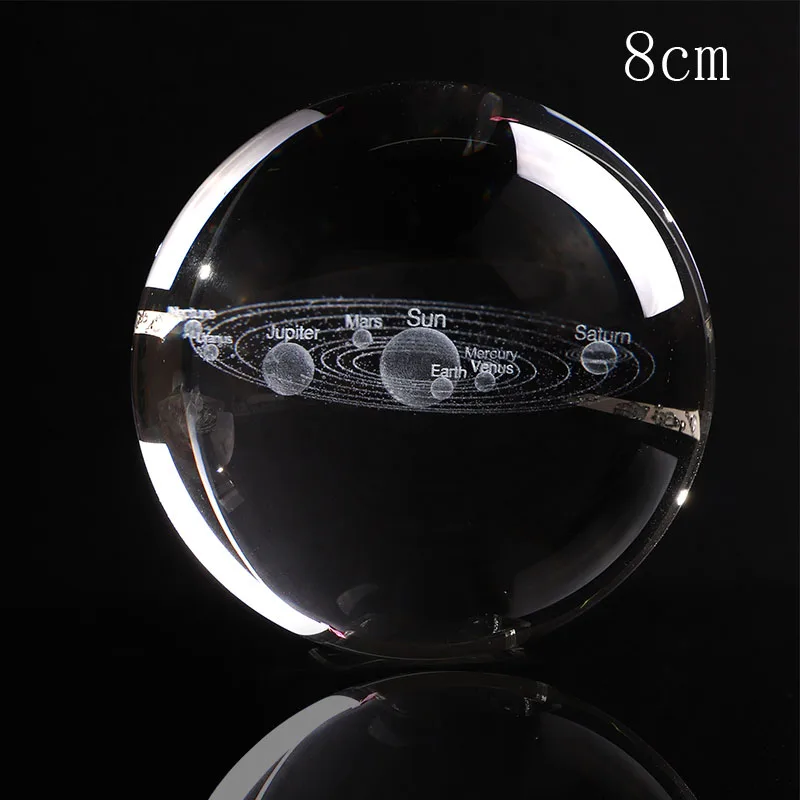 

Deli 1PCS 8CM Laser Engraved Solar System Ball 3D Miniature Planets Model Sphere Glass Globe Ornament Home Decor Gift