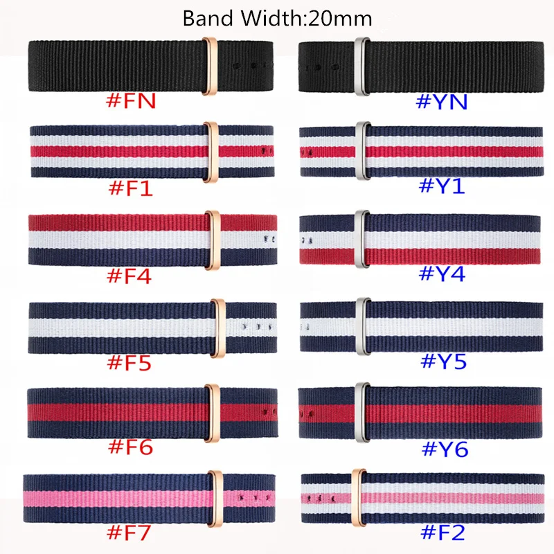 

High Quality Nylon Watchband For Daniel Wellington Silver Buckle Nato Strap 20mm Replace Bracelet Strap Watch Band For dw watch