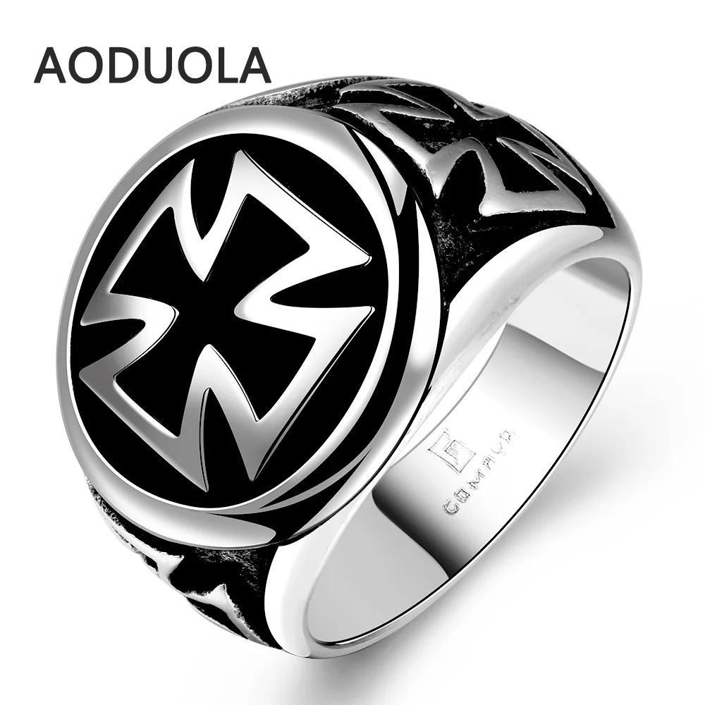 Stainless Steel German Lron Cross Punk Ring Retro Vintage Biker Large
