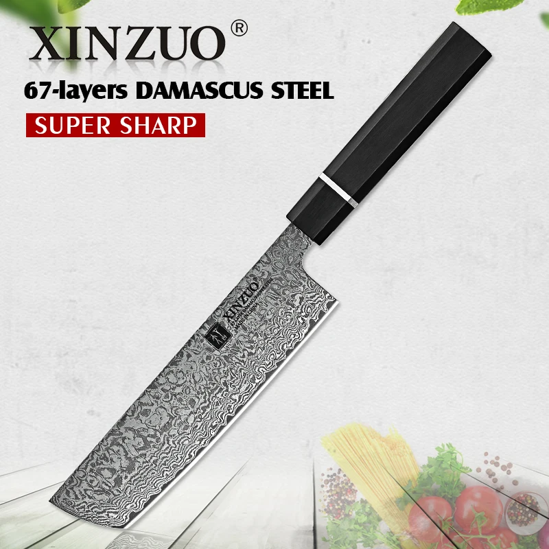 

XINZUO 7 in Chef Knife Kitchen Knife Japanese Damascus Steel Butcher Meat Cleaver Vegetable Stainless Steel Nakiri Cooking Tools