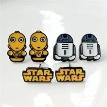 Звездные войны сварщик Мода Аниме Сережка с героями мультфильмов милые серьги-гвоздики с животными для женщин девочек детские ювелирные изделия Рождественские новые подарки