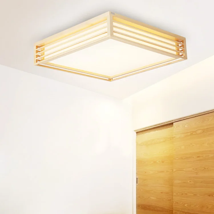 

Wood ceiling lamp vintage square bedroom living room ceiling light Surface Mount wooden light fixture luminarias para teto