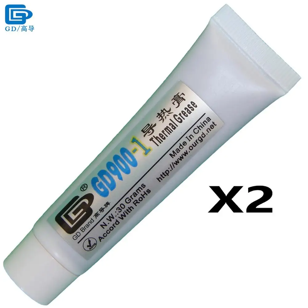 

GD Brand Thermal Conductivity Grease Paste Compound Silicone GD900-1 Containing Silver 2 Pieces Net Weight 30 Grams Gray ST30
