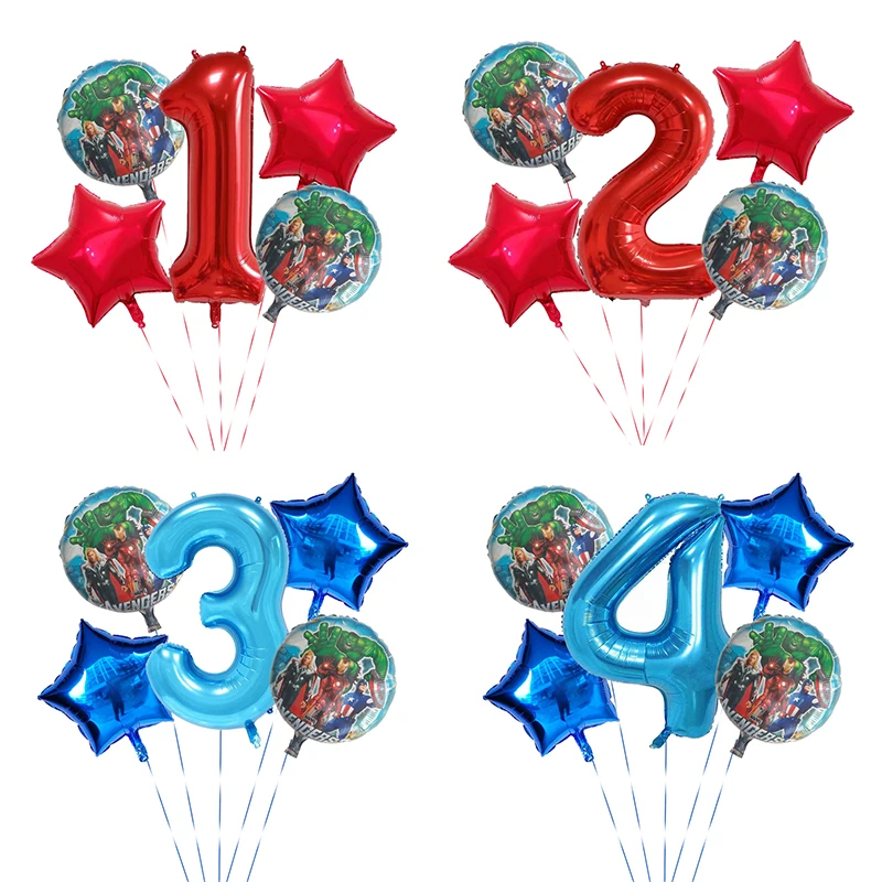 

5pcs/lot Superhero Hulk The Avengers Foil Balloons 30inch Blue Number Inflatable Ball Birthday Party Decor Kids Toys Star Globos