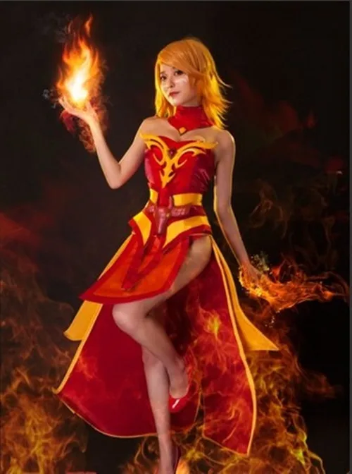 DOTA 2 The Slayer Lina Cosplay Costume Anime Custom Made Uniform