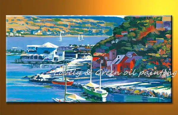

Ocean Building Landscape Scene Pictures,100% Handmade Seascape Oil Painting On Canvas Large Wall Art Picture Home Decoration