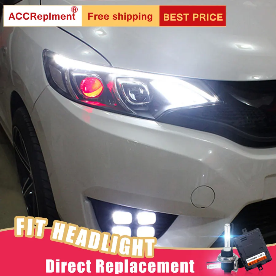 2Pcs LED Headlights For Honda fit 2015 2016 led car lights Angel eyes xenon HID  KIT