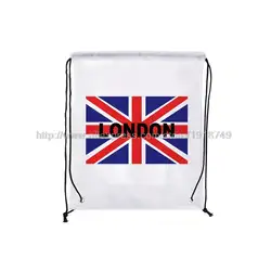 Четыре шт./партия Флаг Великобритании печатных пользовательских drawstring рюкзак London сумки обувь водонепроницаемый рюкзак для хранения
