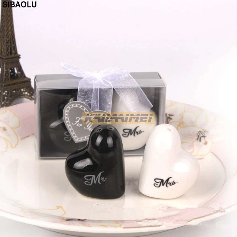 65set Heart Mr. & Mrs. Ceramic Salt & Pepper Shakers spice jar cruet