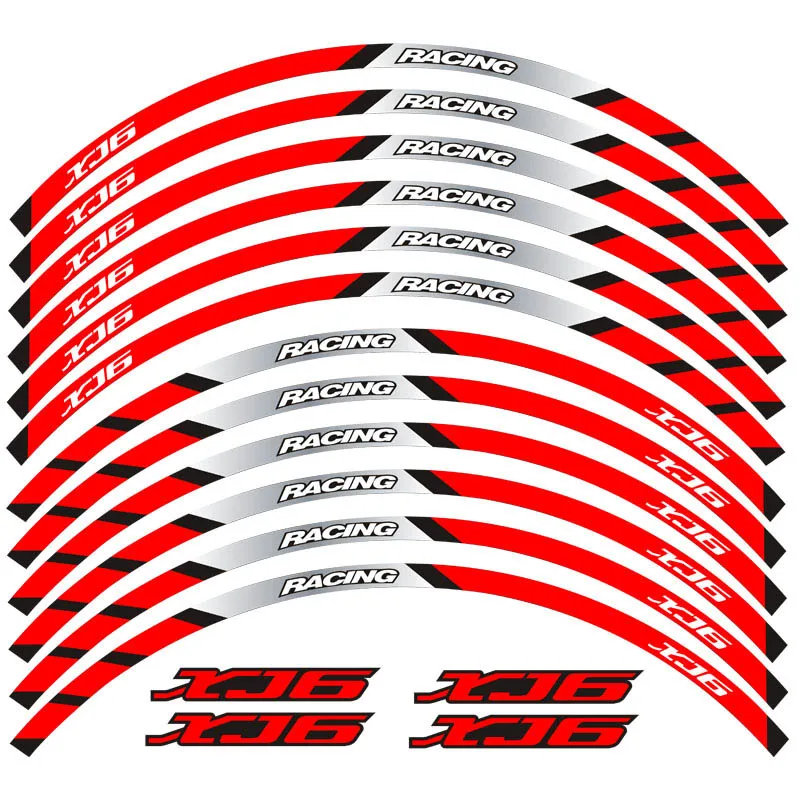 Высокое качество Мотоцикл Передние и задние колеса край внешний обод Стикеры светоотражающие полосы колеса наклейки для YAMAHA XJ6 - Цвет: A red
